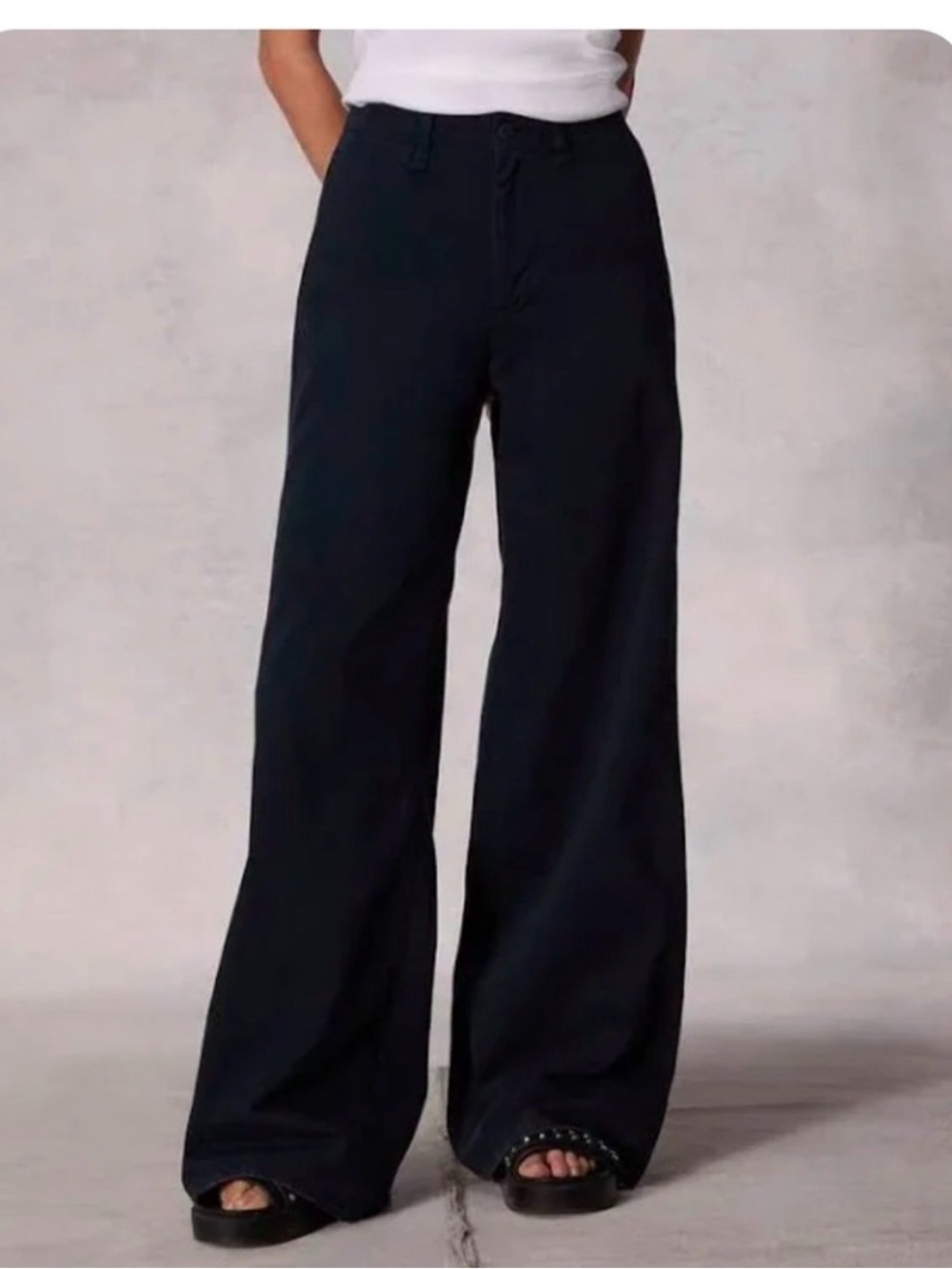 rag & bone Sofie Navy Wide-Leg High-Rise Chino - Picture 2 of 8